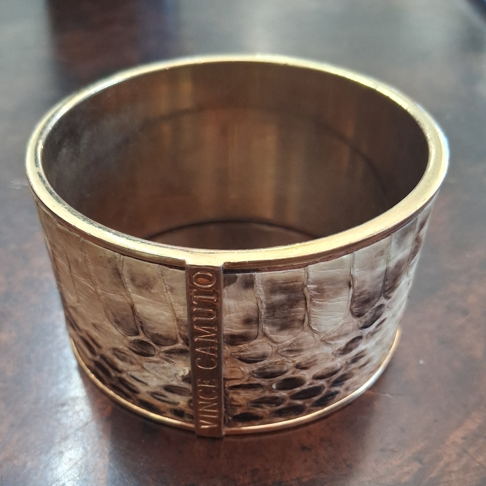 Vince Camuto Goldtone Faux Snake Skin Chunky Bangle Bracelet